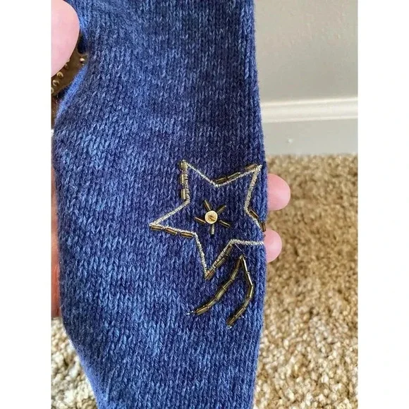 Vintage Ms Lee Christmas Sweater Cardigan Women's Large Embroidered Reindeer - Picture 10 of 16